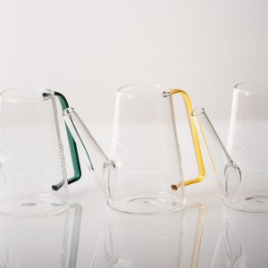 Glass Watering Pitcher with Colored Handle
